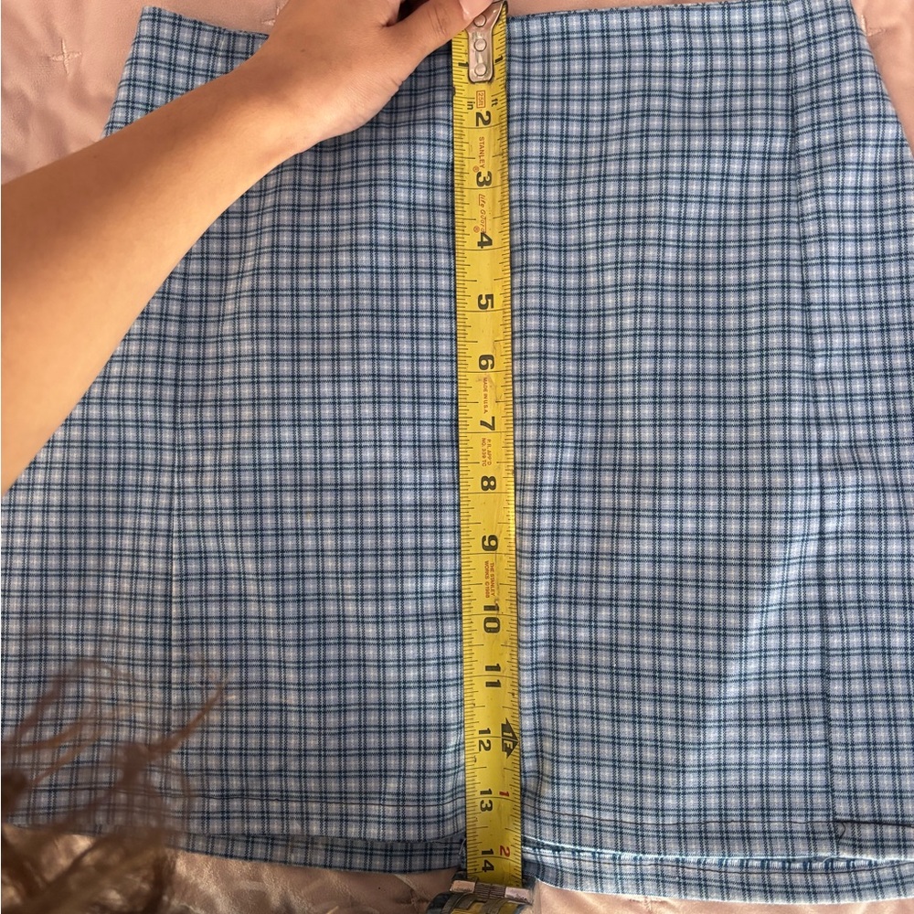 Brandy Melville Light Blue Plaid Mini Skirt